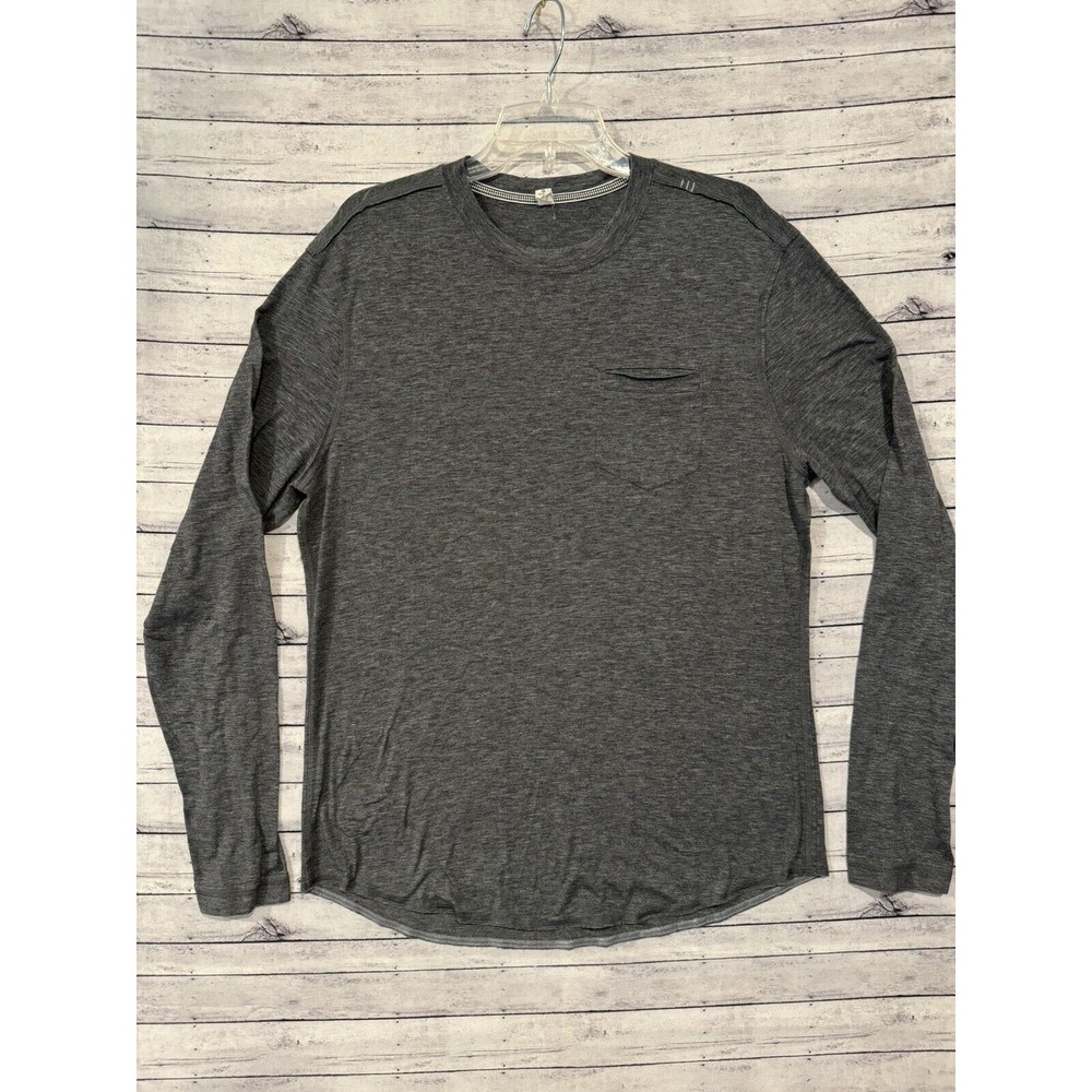Lululemon Mens Pocket Shirt Sz L Heather Gray Long Sleeve Athleisure Drop Cut